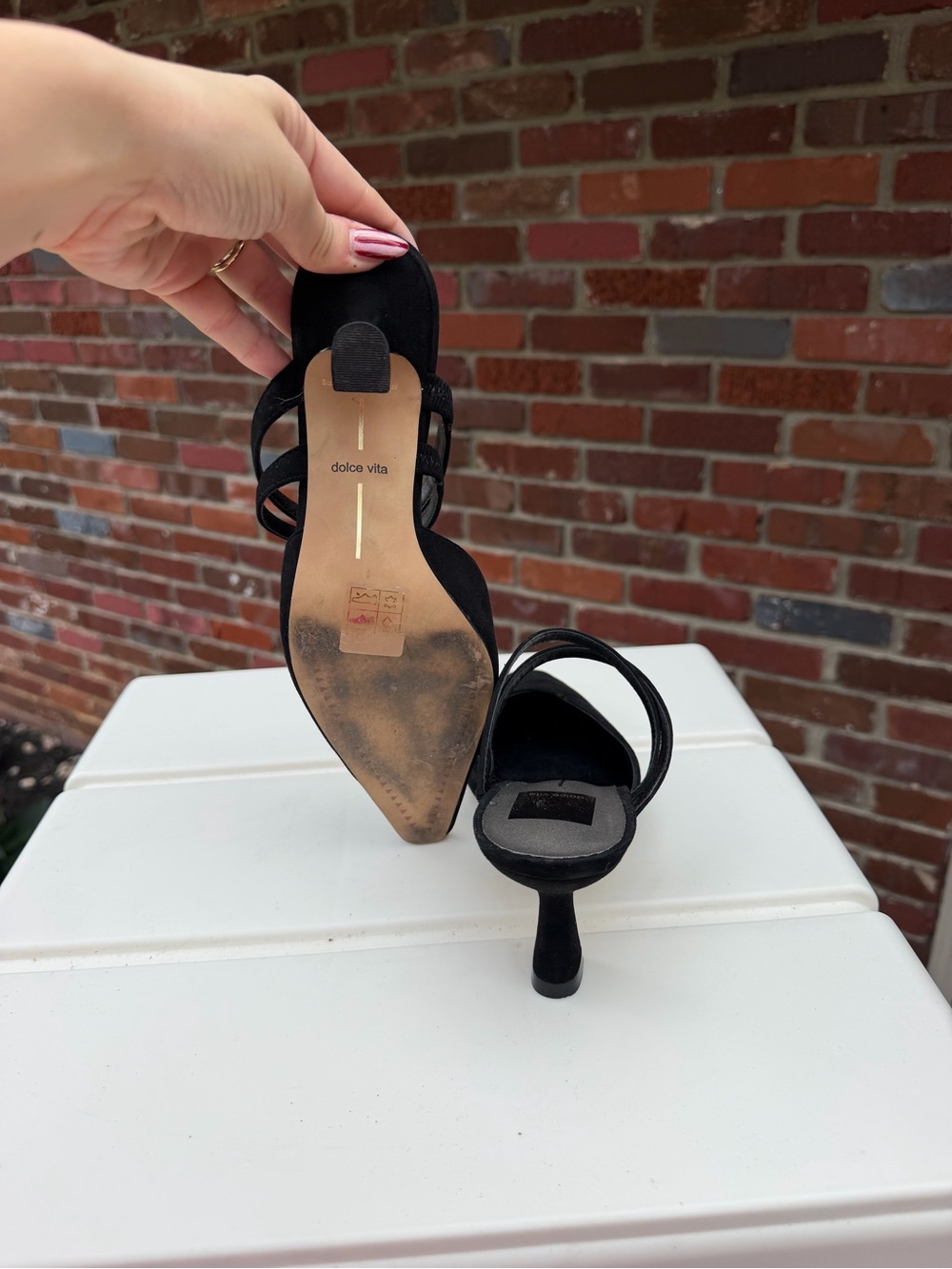 Dolce Vita Black Suede Pointed Toe Strappy Heels - Picture 7 of 7